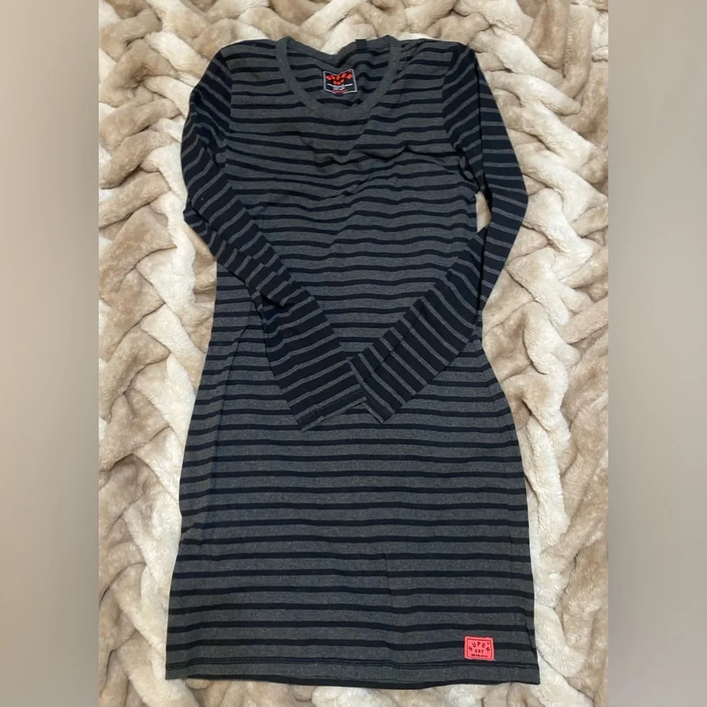 SUPERDRY long sleeve striped mini dress - Picture 6 of 9